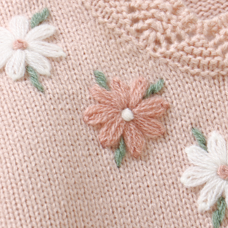 Pink Baby Girl Floral Sweaters - Knit Cardigan Infant avis et prix