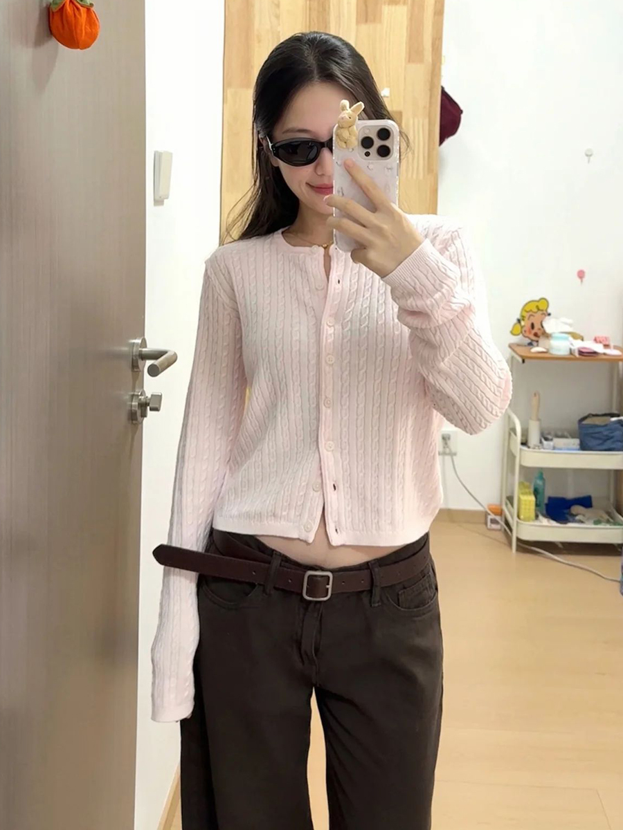 Twist Flower Baby Pink Sweater - Knit Cardigan Infant avis et prix