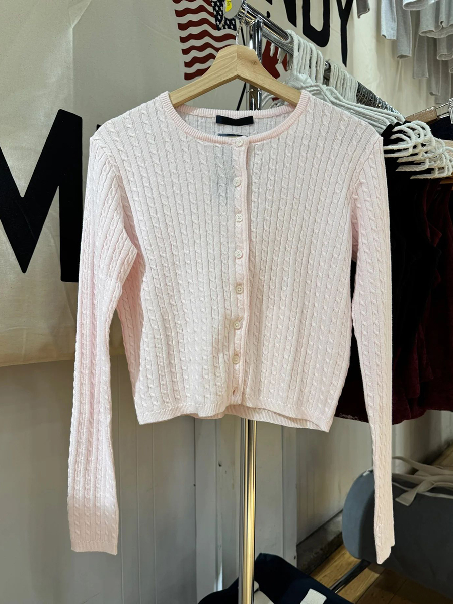 Twist Flower Baby Pink Sweater - Knit Cardigan Infant avis et prix
